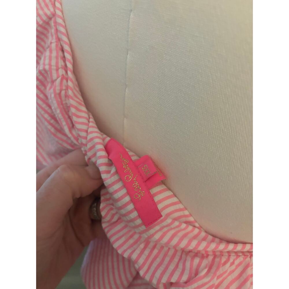 Lilly Pulitzer Trixie Pink Stripe Off Shoulder Ruffle Top XXS Vacation Resort - Picture 7 of 7